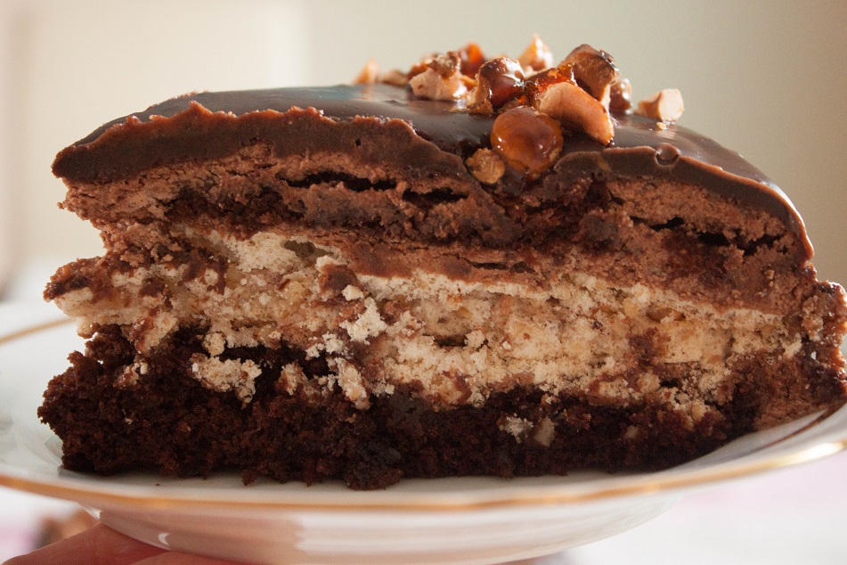 Chocolate Cake with Mousse and Hazelnut Meringue